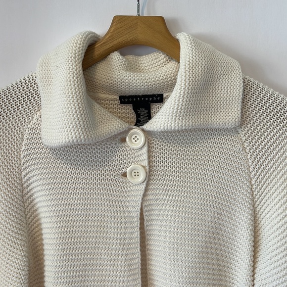 Apostrophe Brand Ladies 3/4 Sleeve Seed Stitch Cream Cardigan - Picture 2 of 4